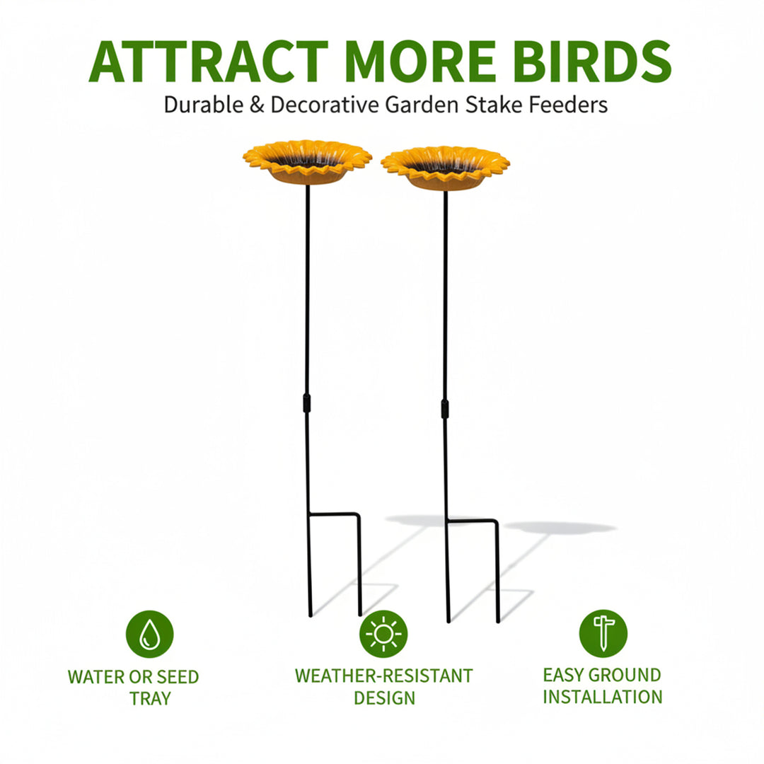Set of 2 Cast Iron Bird Bath Feeders