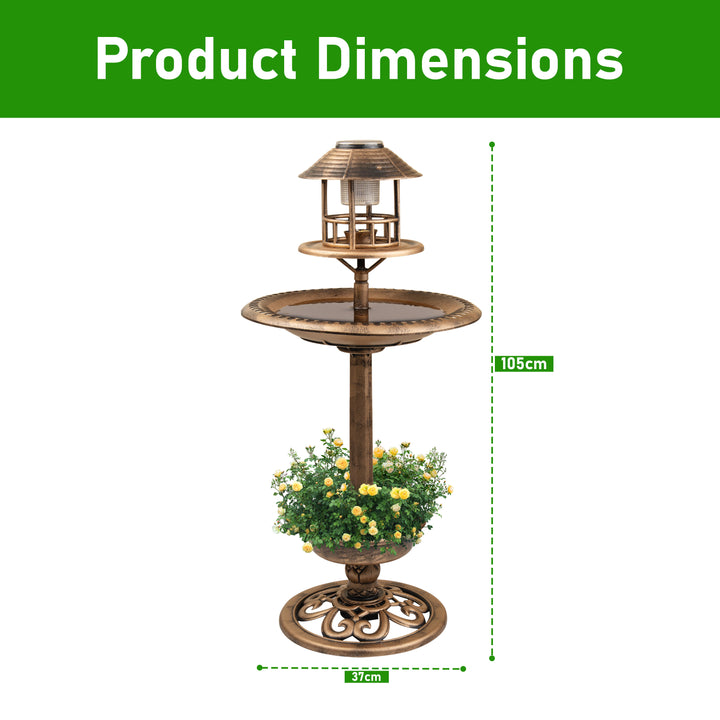 Garden Bird Bath Solar Feeding Station