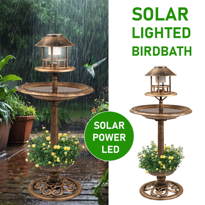 Garden Bird Bath Solar Feeding Station