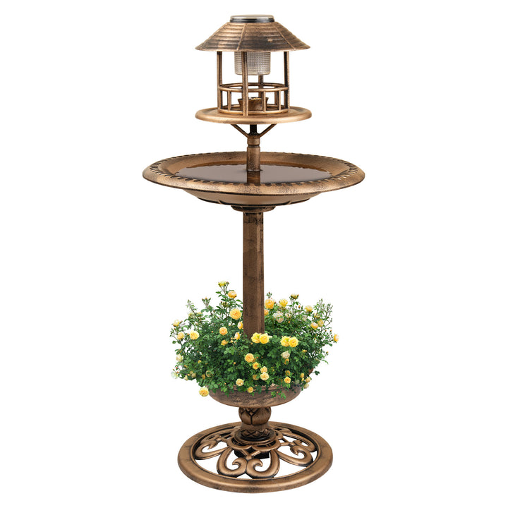 Garden Bird Bath Solar Feeding Station