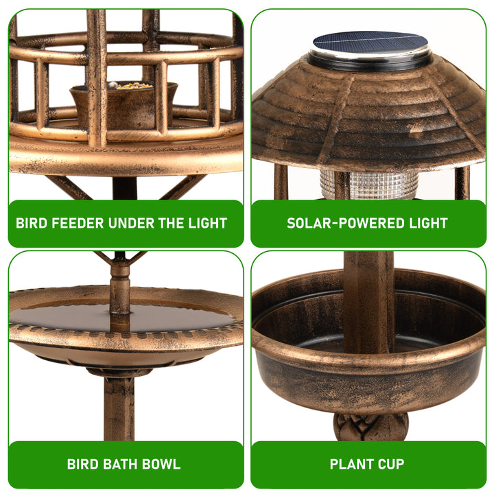 Garden Bird Bath Solar Feeding Station