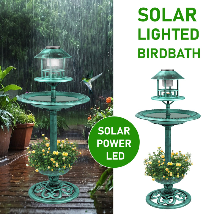 Garden Bird Bath Solar Feeding Station