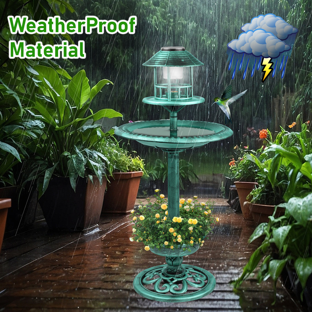 Garden Bird Bath Solar Feeding Station