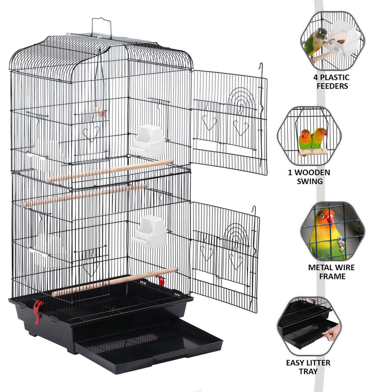 Bird Cage Large Metal - Black/White