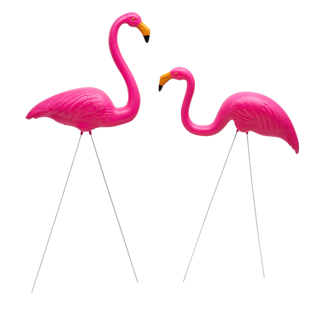Realistic Pink Garden Flamingo Pair