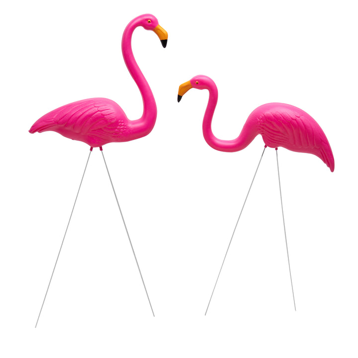 Realistic Pink Garden Flamingo Pair