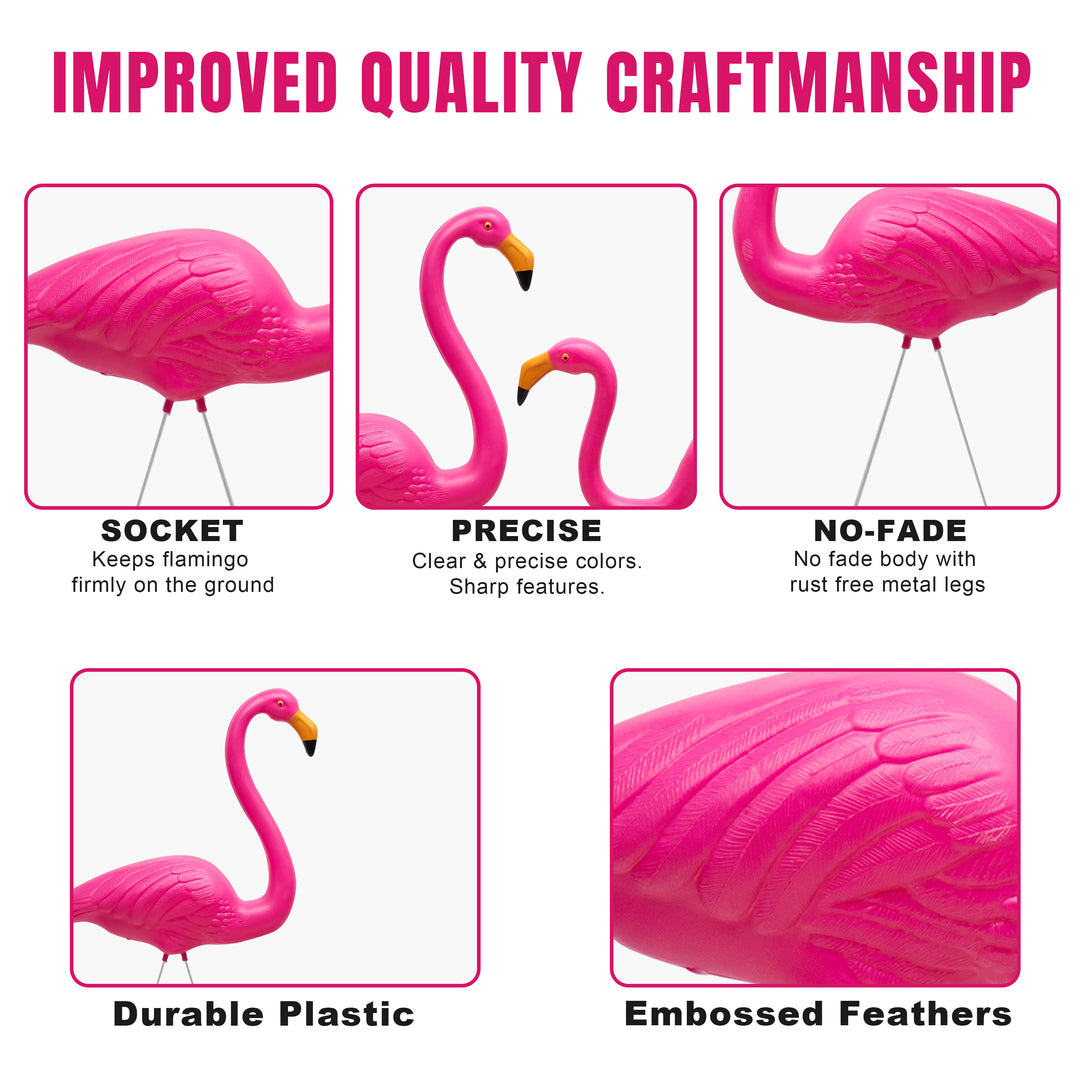 Realistic Pink Garden Flamingo Pair