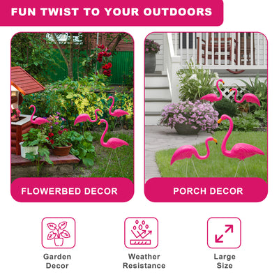 Realistic Pink Garden Flamingo Pair