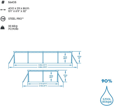 Bestway Steel Pro Family Pool - 400 x 211 x 81 cm - Blue