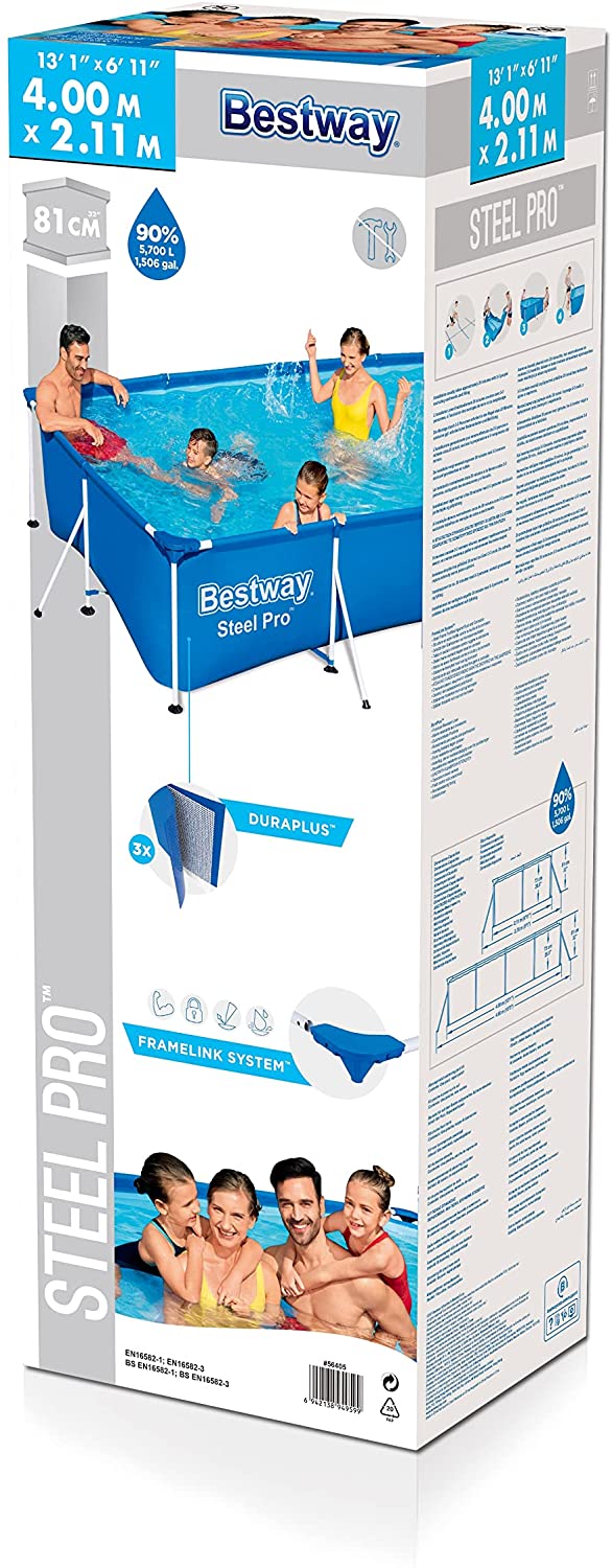 Bestway Steel Pro Family Pool - 400 x 211 x 81 cm - Blue