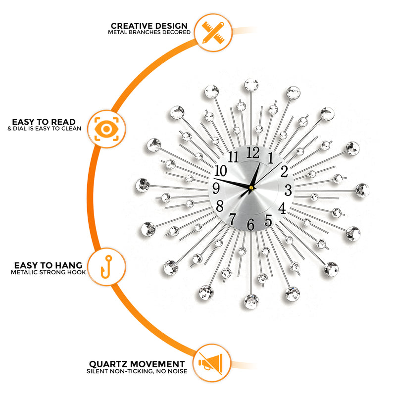 Living Room Diamante Beaded Wall Clock