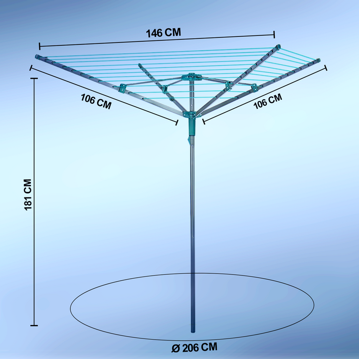 4 Arm Rotary Washing Line Clothes Airer