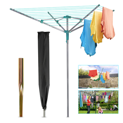 4 Arm Rotary Washing Line Clothes Airer & Peg Bag