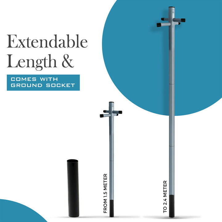 2.4m Washing Line Post Pole with Socket