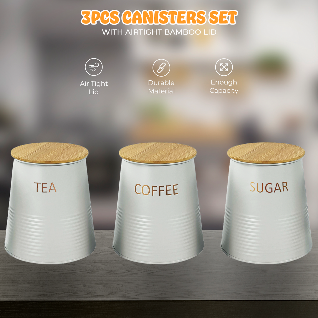 Set of 3 Tea/Coffee/Sugar Canisters