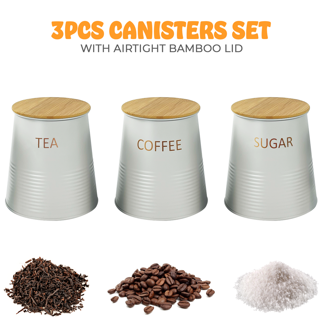 Set of 3 Tea/Coffee/Sugar Canisters