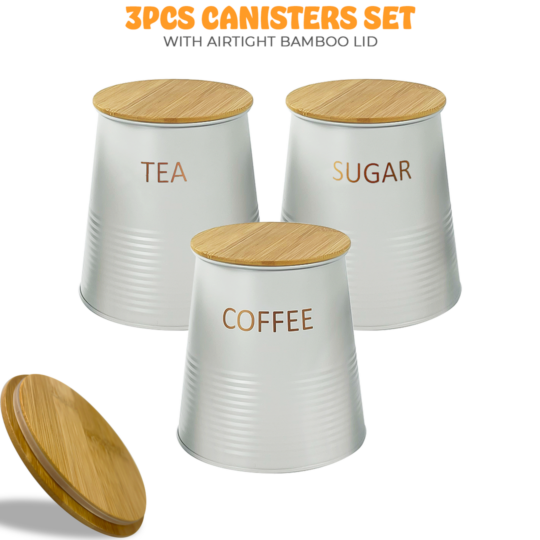 Set of 3 Tea/Coffee/Sugar Canisters