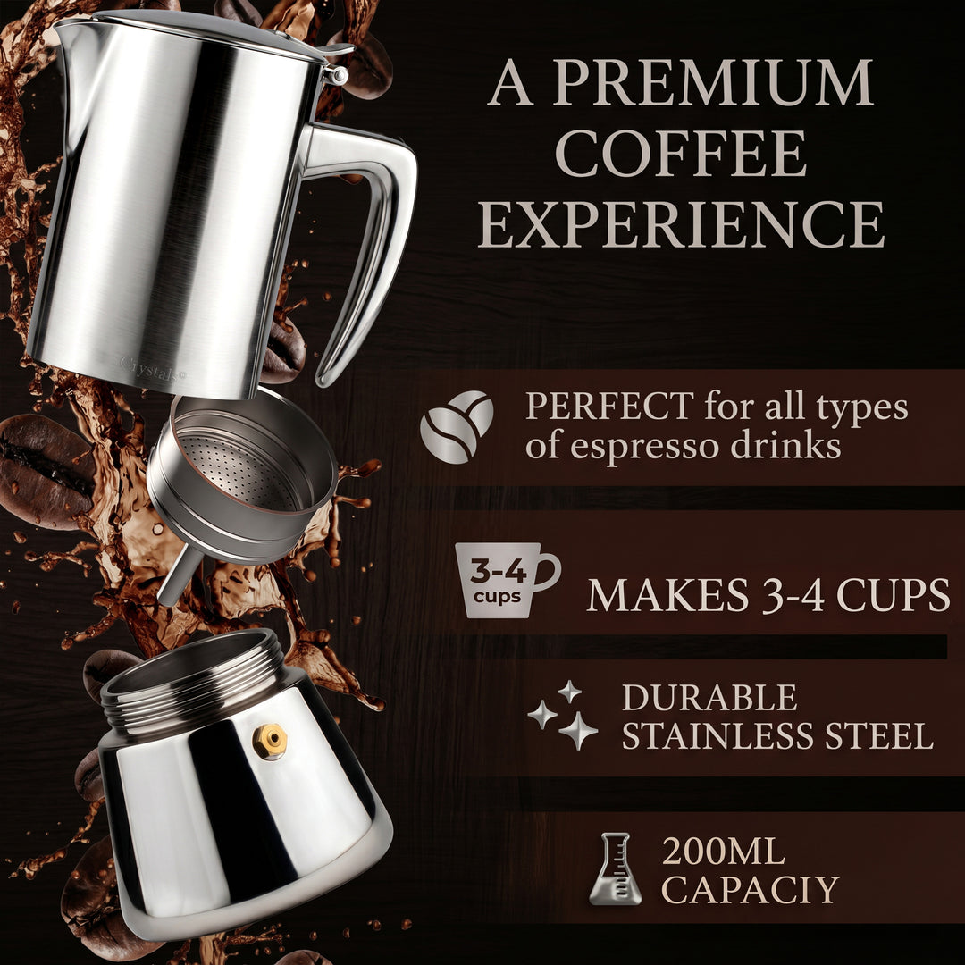 4-Cup Stainless Steel Espresso Maker