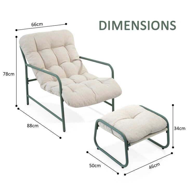 Outdoor Patio Garden Armchair with Footstool