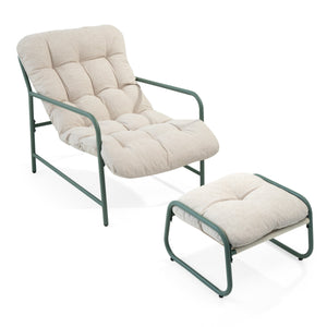 Outdoor Patio Garden Armchair with Footstool