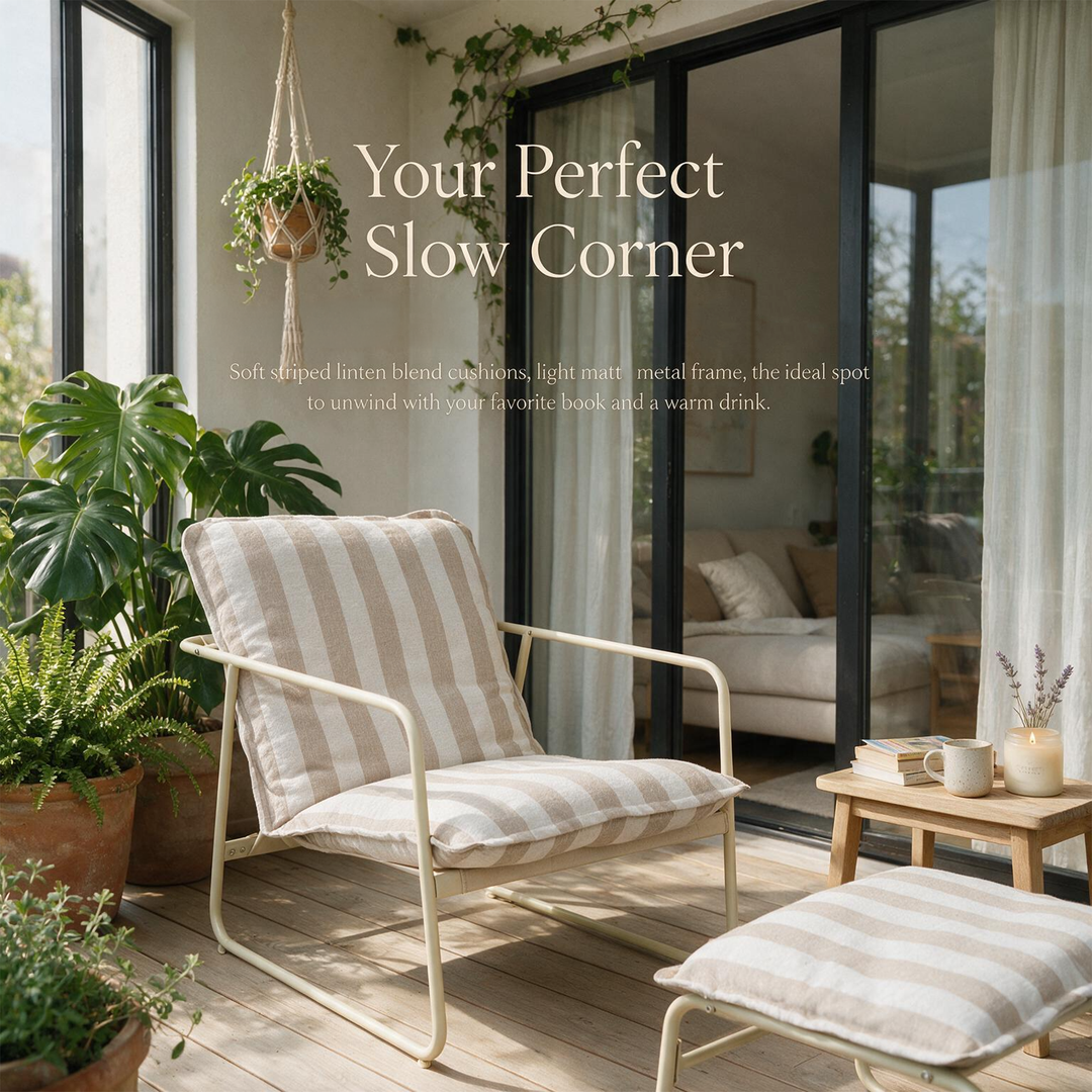 Outdoor Patio Garden Armchair with Footstool