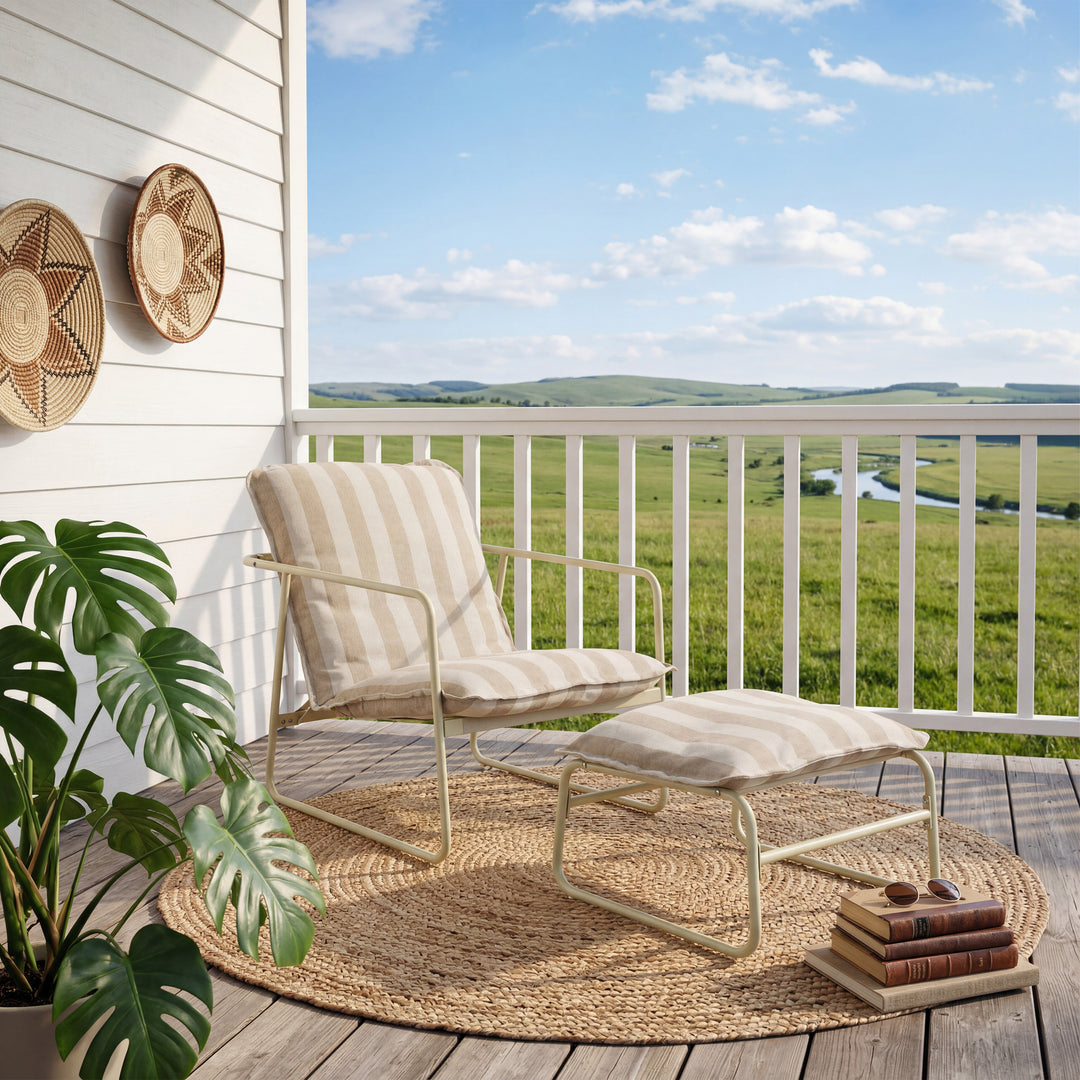 Outdoor Patio Garden Armchair with Footstool