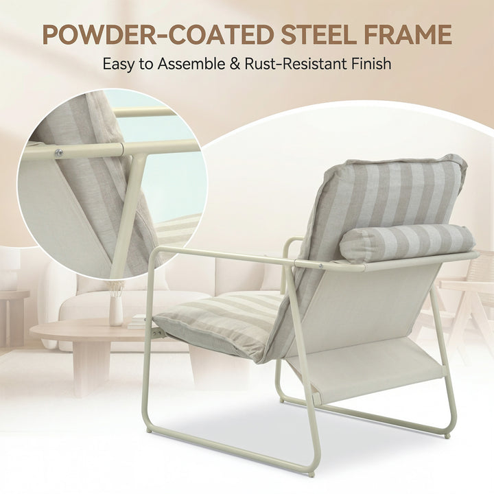 Outdoor Patio Garden Armchair with Footstool