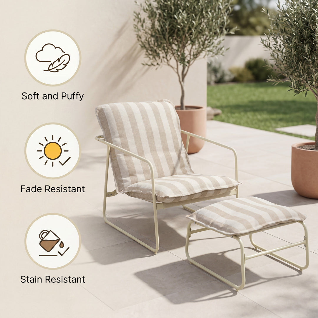 Outdoor Patio Garden Armchair with Footstool