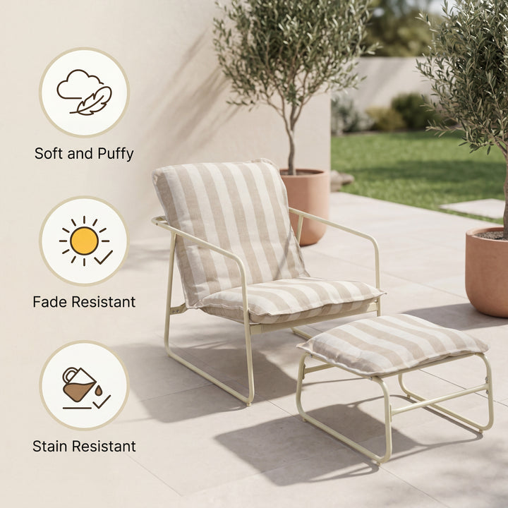 Outdoor Patio Garden Armchair with Footstool