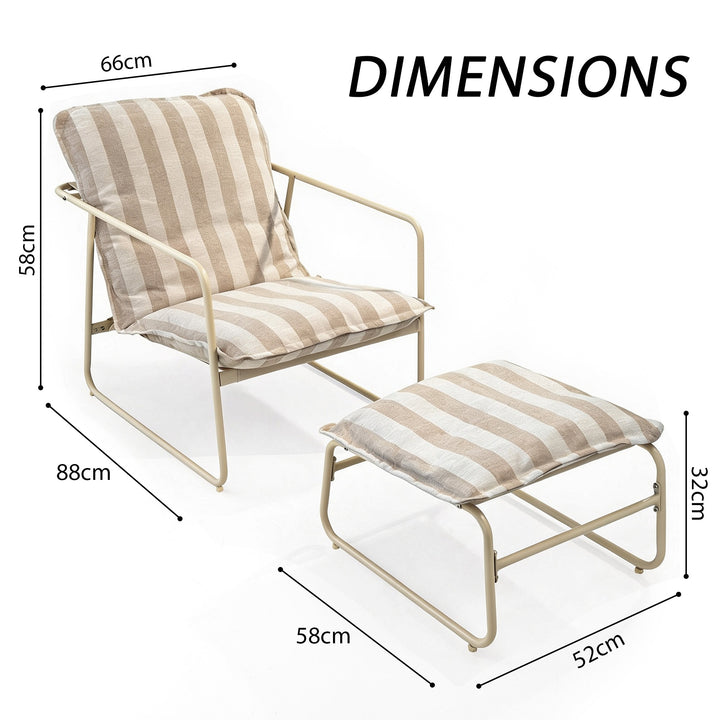Outdoor Patio Garden Armchair with Footstool