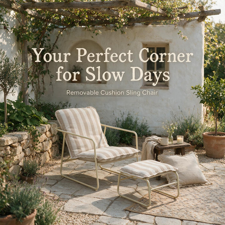 Outdoor Patio Garden Armchair with Footstool