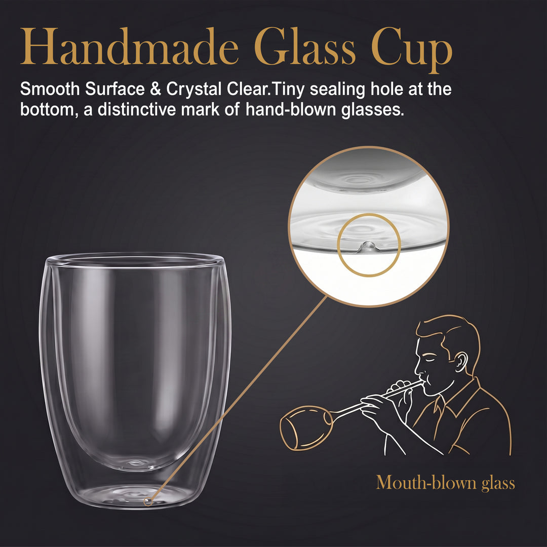 350ml Double Walled Coffee Glass Mug