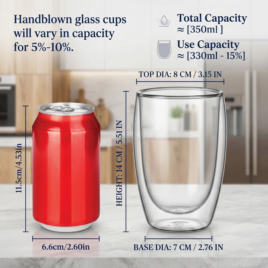 350ml Double Walled Coffee Glass Mug