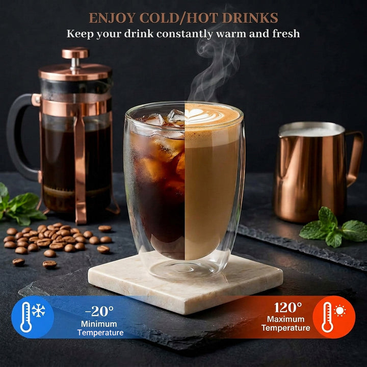 350ml Double Walled Coffee Glass Mug
