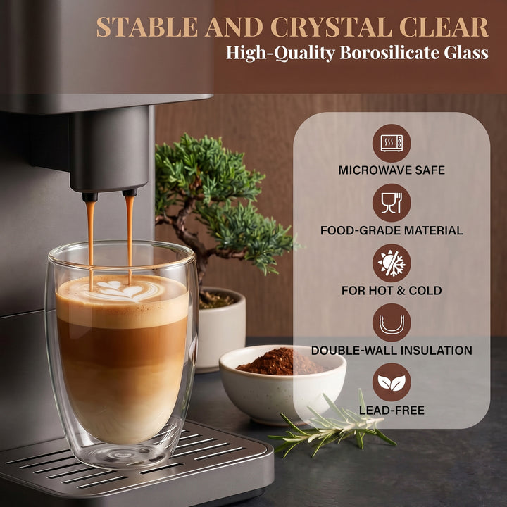 350ml Double Walled Coffee Glass Mug