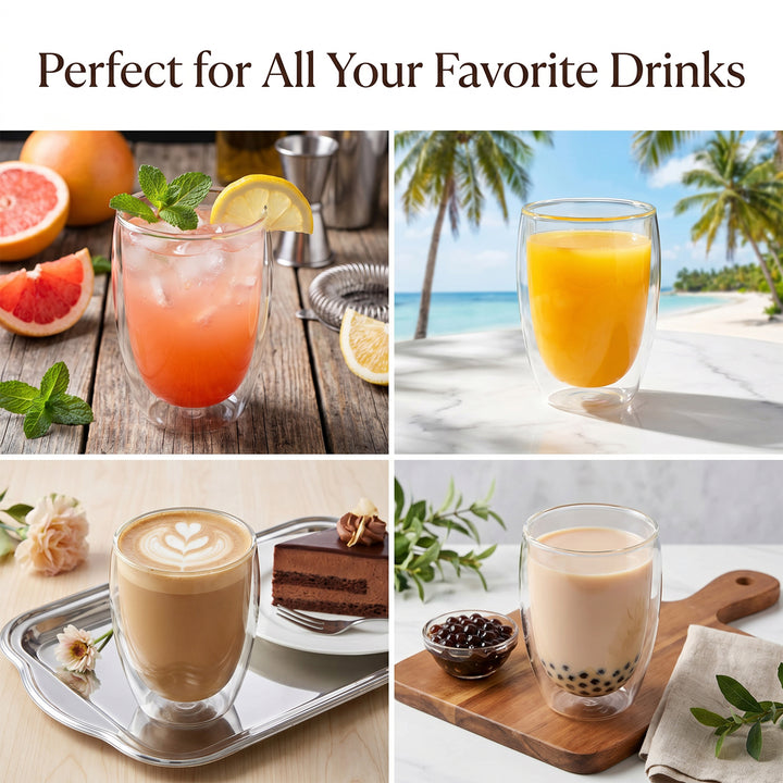 350ml Double Walled Coffee Glass Mug