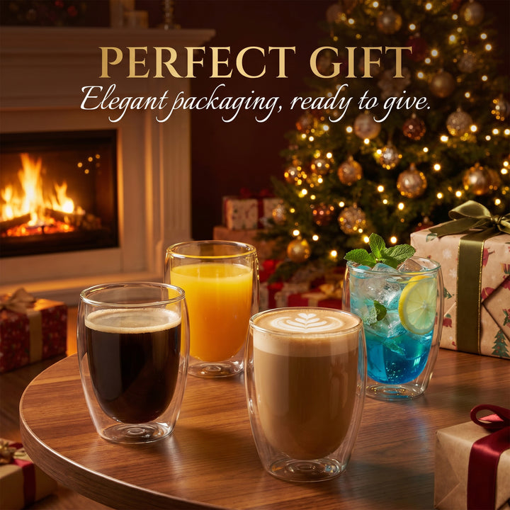 350ml Double Walled Coffee Glass Mug