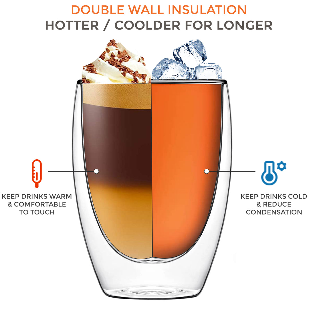 2Pc Double Wall Insulated Coffee Glass - 350 ml