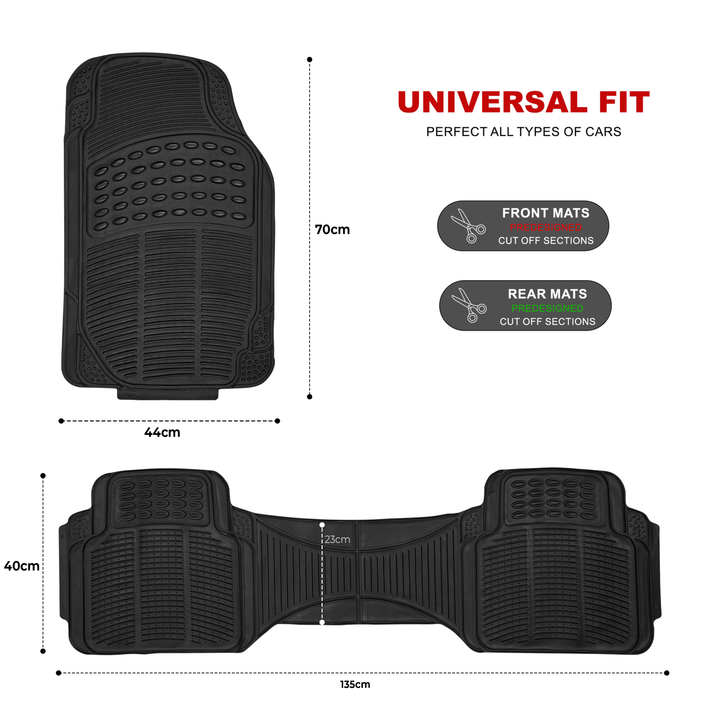 3PCs Universal Rubber Car Mat