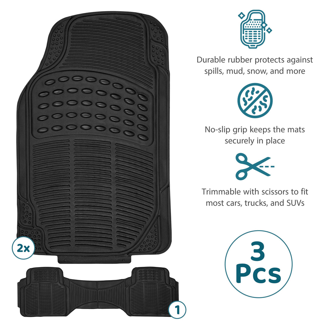 3PCs Universal Rubber Car Mat