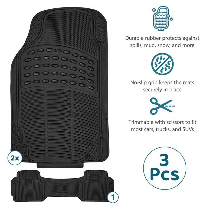 3PCs Universal Rubber Car Mat
