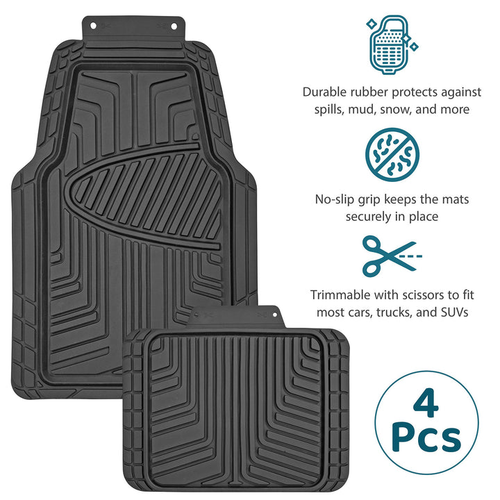 4 PCS Heavy Duty Rubber Car Mat