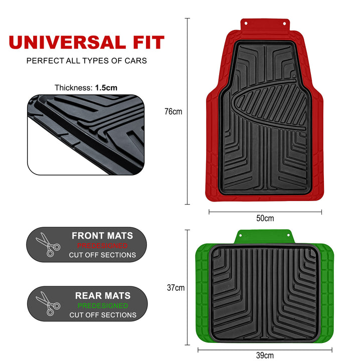 4 PCS Heavy Duty Rubber Car Mat