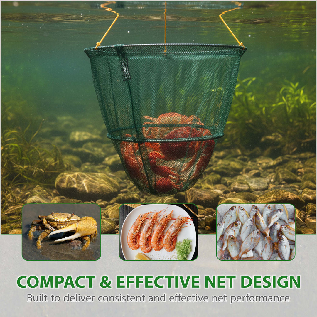 crab fishing with net Crab Drop Net with Spring Loaded Bait Holder