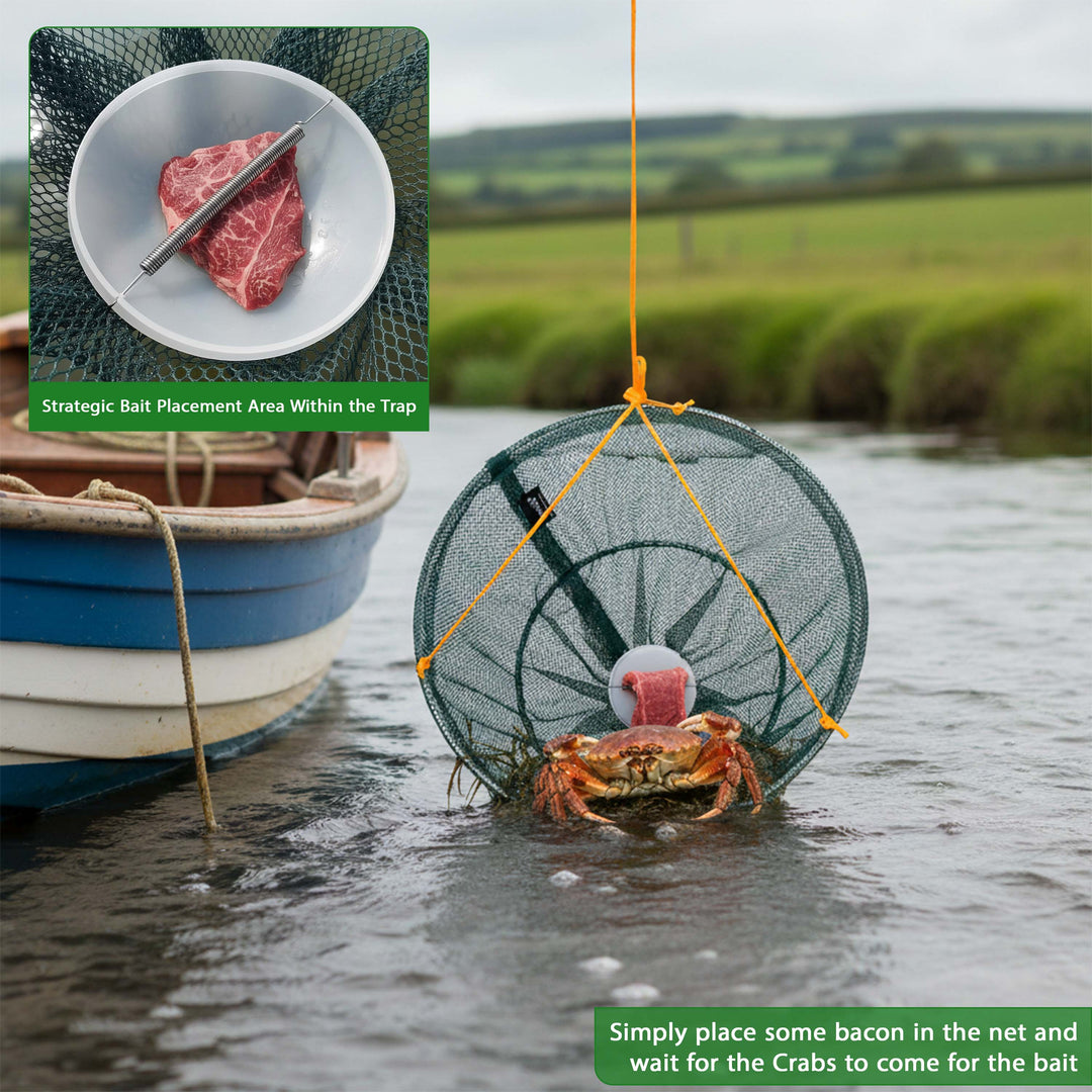 crab fishing with net Crab Drop Net with Spring Loaded Bait Holder