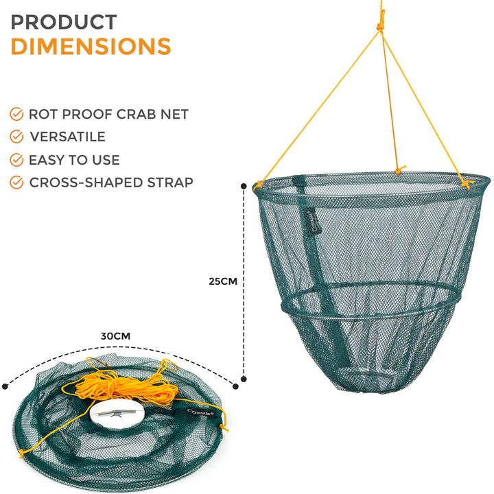 Crab Drop Net with Spring Loaded Bait Holder