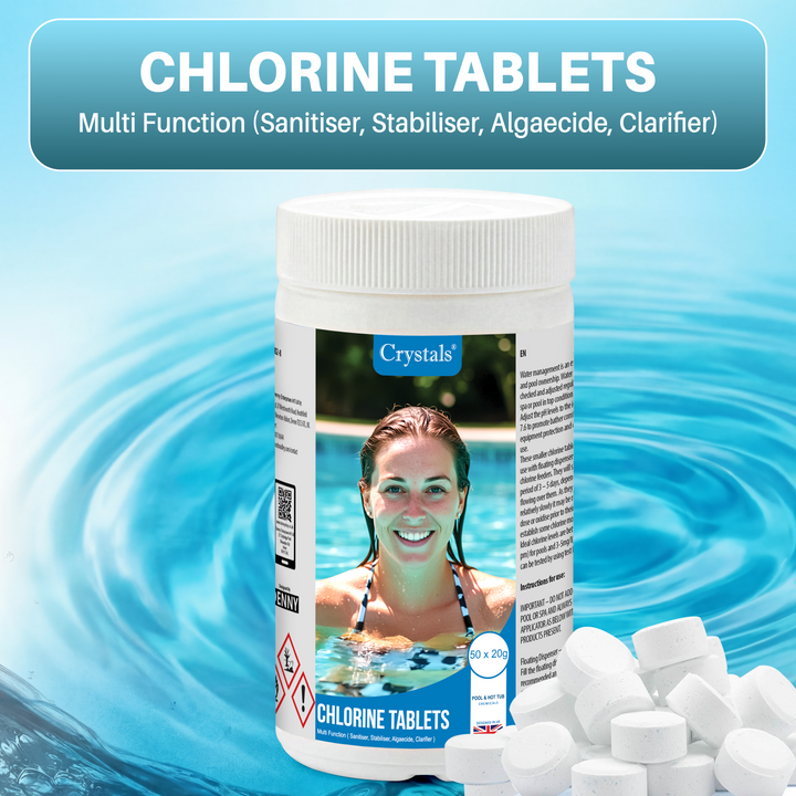 Crystals Mini Multifunction Chlorine Tablets, 50 x 20g