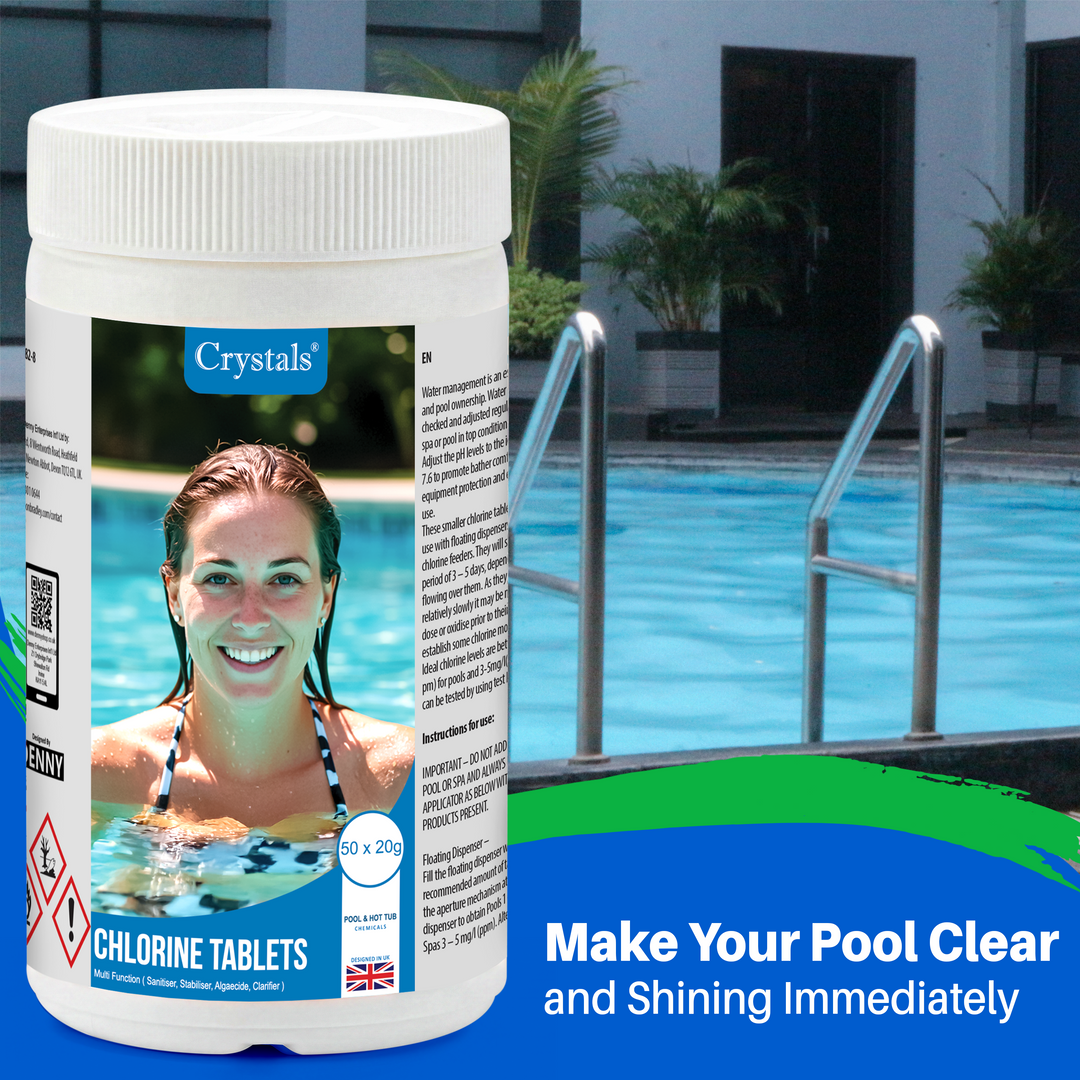 Crystals Mini Multifunction Chlorine Tablets, 50 x 20g