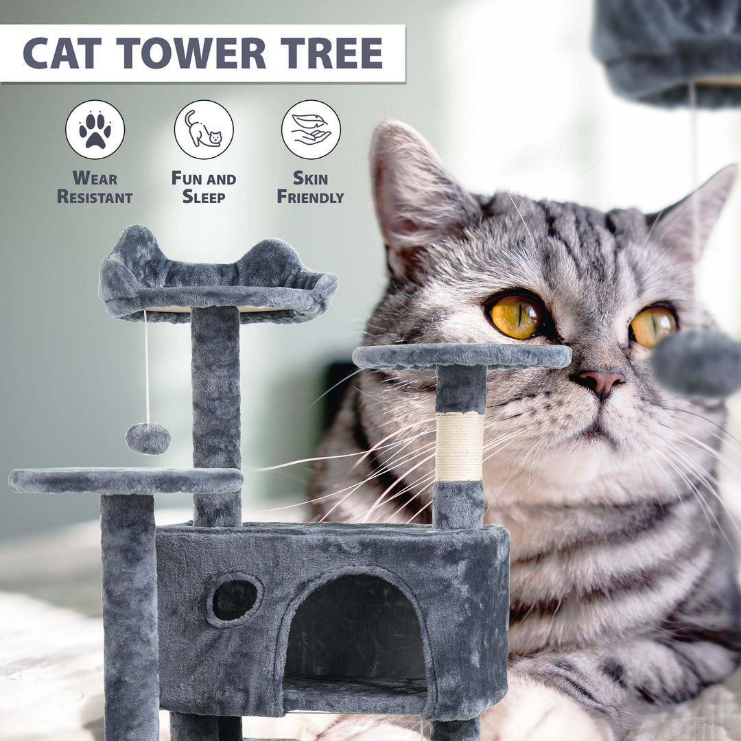138cm Large Cat Tree Multilevel Scratching Post