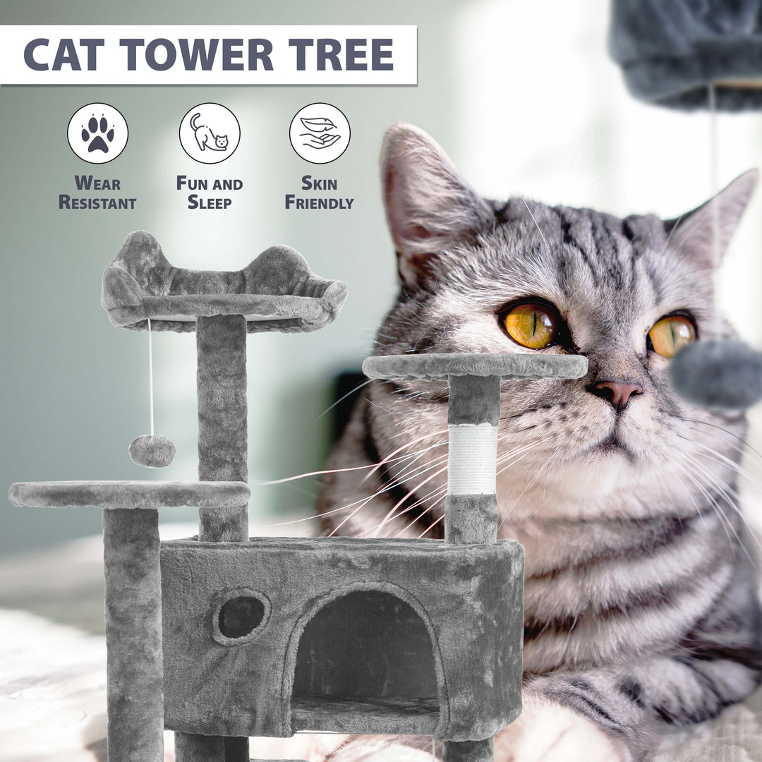 138cm Large Cat Tree Multilevel Scratching Post